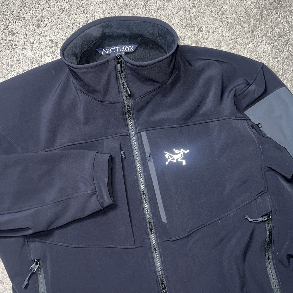 VTG Arc'teryx Gamma MX Jacket Mens XL Black Softshell Fleece Lined Hiking Skiing